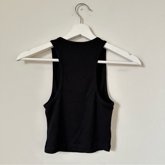 SPRWMN Black Rib Fitted Scooped Tank In Black Size Small - Picture 6 of 7
